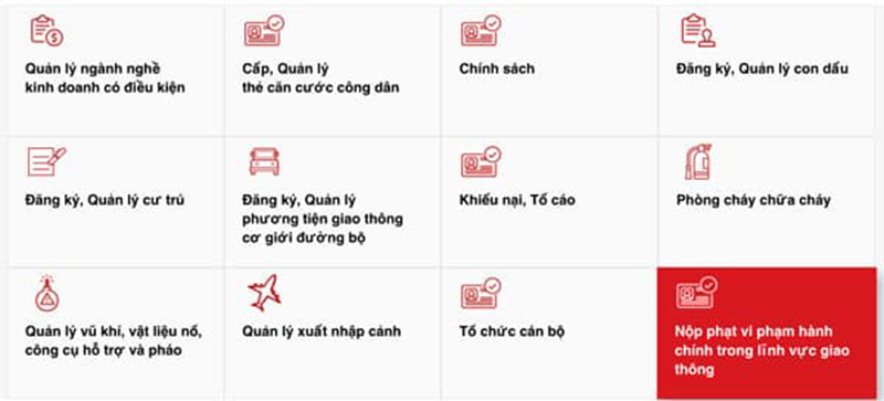 Nộp phạt nguội qua cổng dịch vụ công an