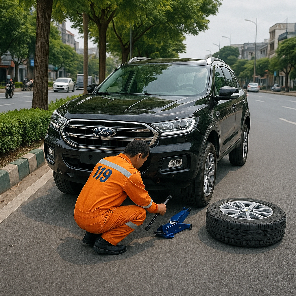 Xe Kia Seltos nổ lốp tại AEON Mall Long Biên