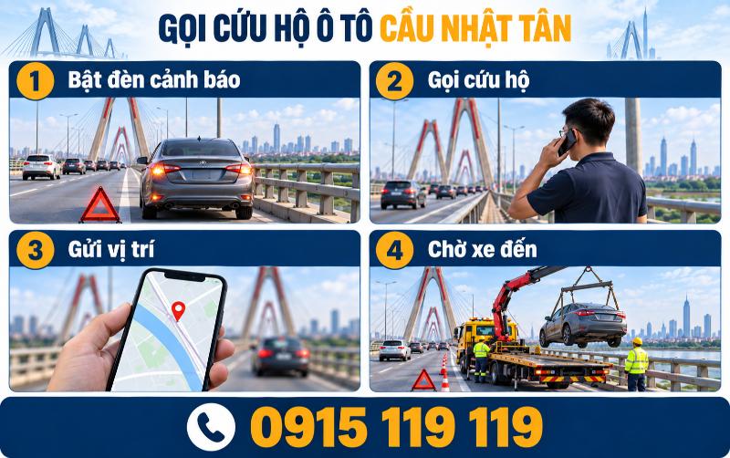 Gọi cứu hộ ô tô cầu Nhật Tân khi xe gặp sự cố